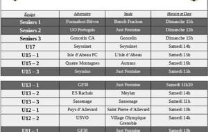 ⚪⚫ Programme du week-end des 25 et 26 septembre