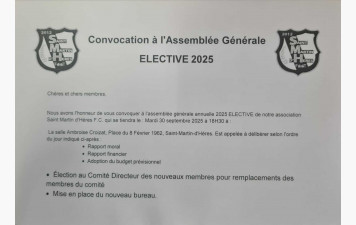 ⚪⚫ ASSEMBLÉE GÉNÉRALE DU SMH F. C.