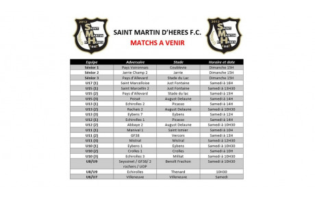 ⚪⚫ Programme du week-end des 01 et 02 Octobre