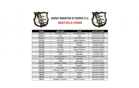 ⚪⚫ Programme du week-end des 15 et 16 Octobre